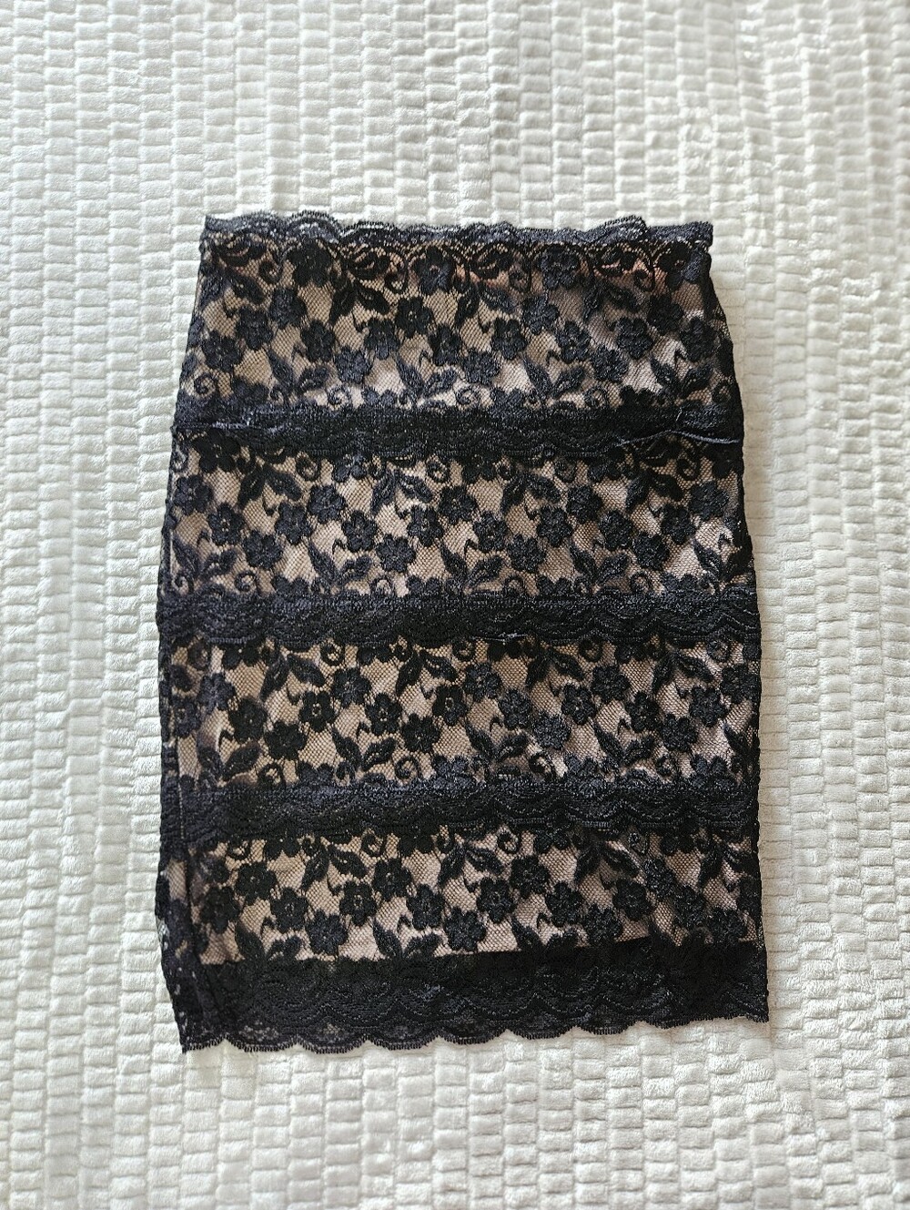 Black Lace Overlay Pencil Skirt